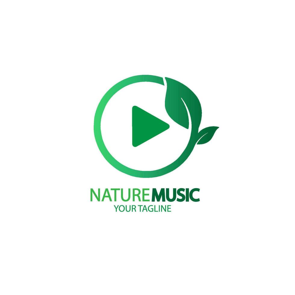 diseño logo naturaleza música jugar con hoja vector ilustración