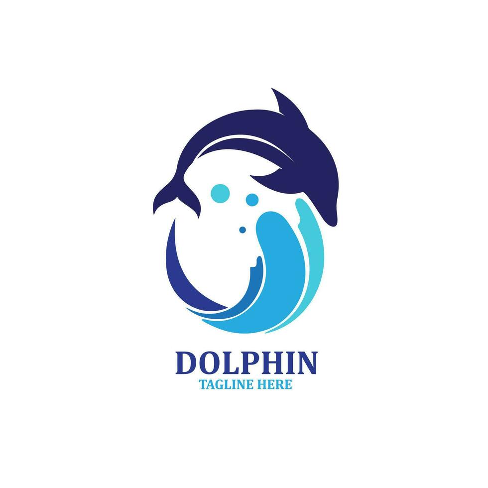 diseño logo delfín con agua vector ilustración