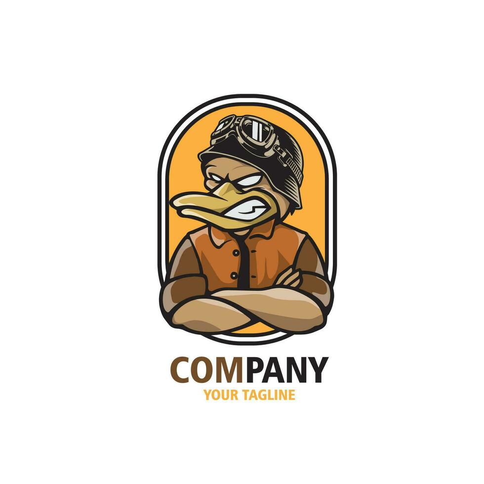 design logo duck with helm vector