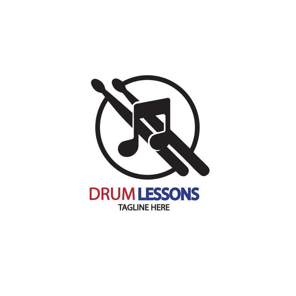 design logo stick drum with musical tone vector illustration