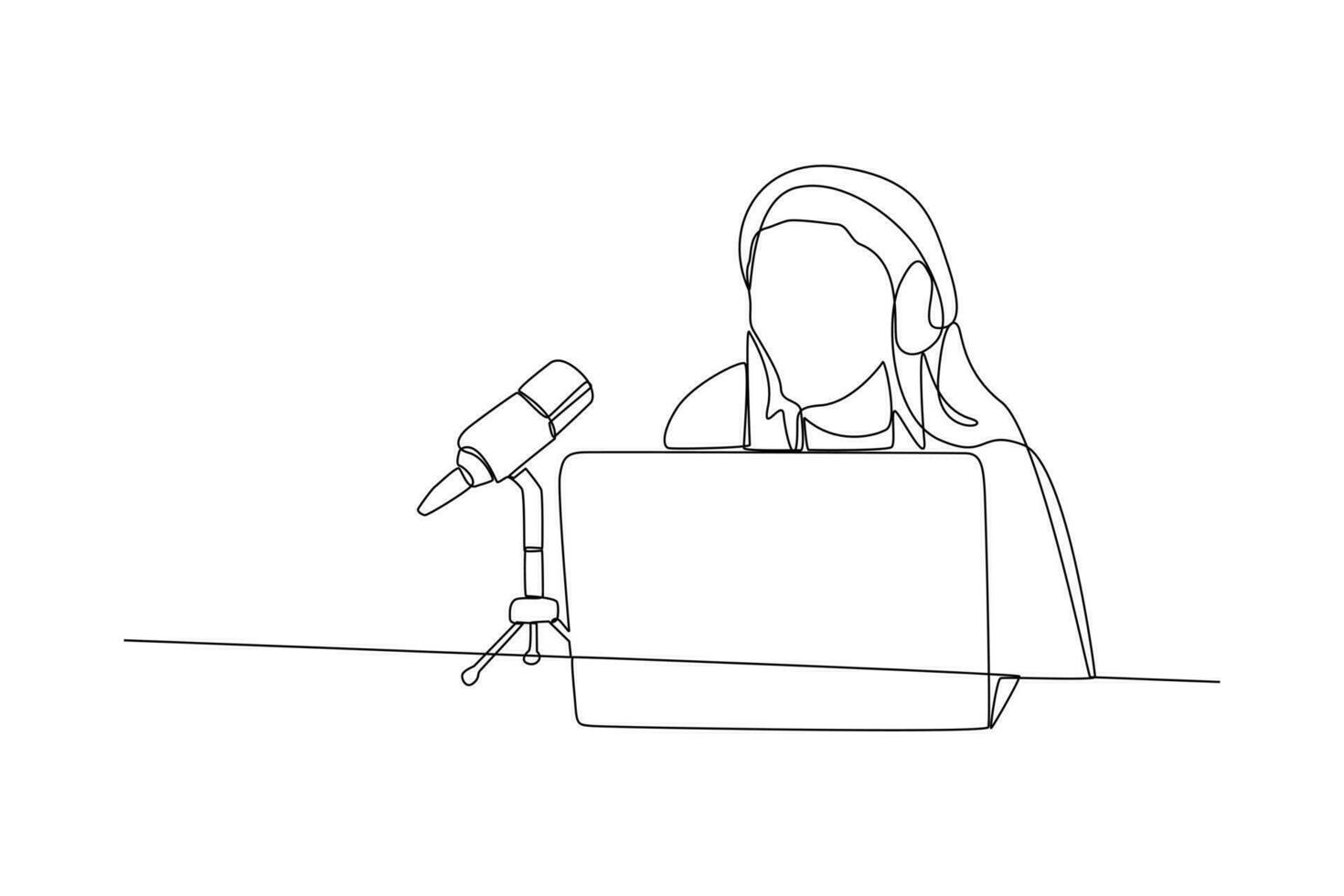Single one line drawing podcast concept. Continuous line draw design graphic vector illustration.