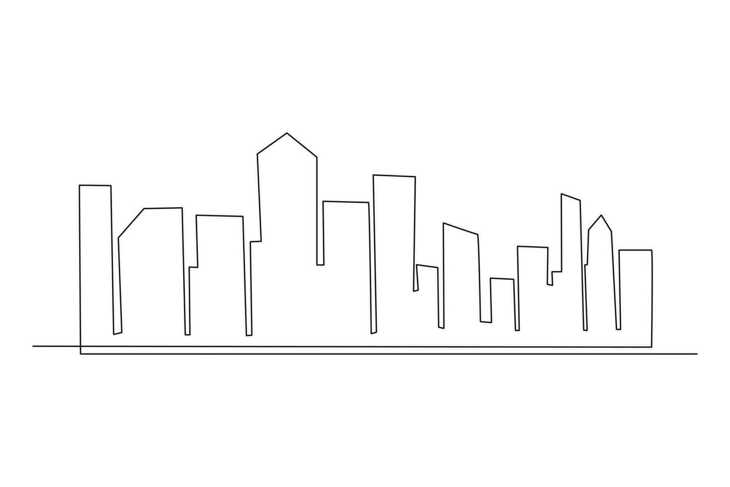 Single one line drawing Modern City Skyline. City concept. Continuous line draw design graphic vector illustration.