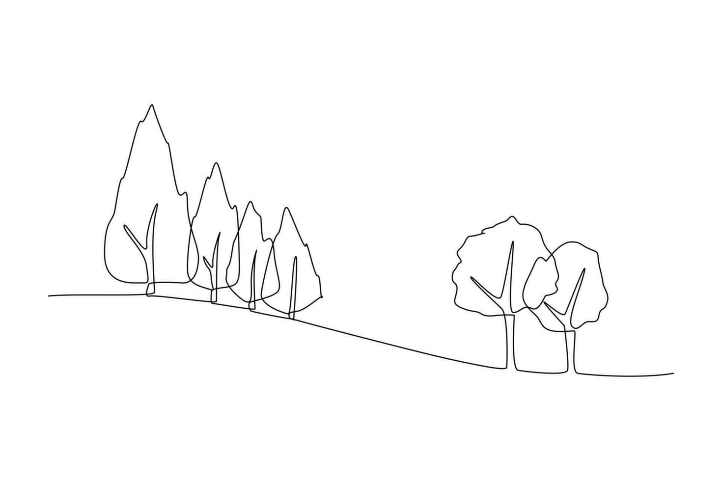 Single one line drawing Forest concept. Continuous line draw design graphic vector illustration.