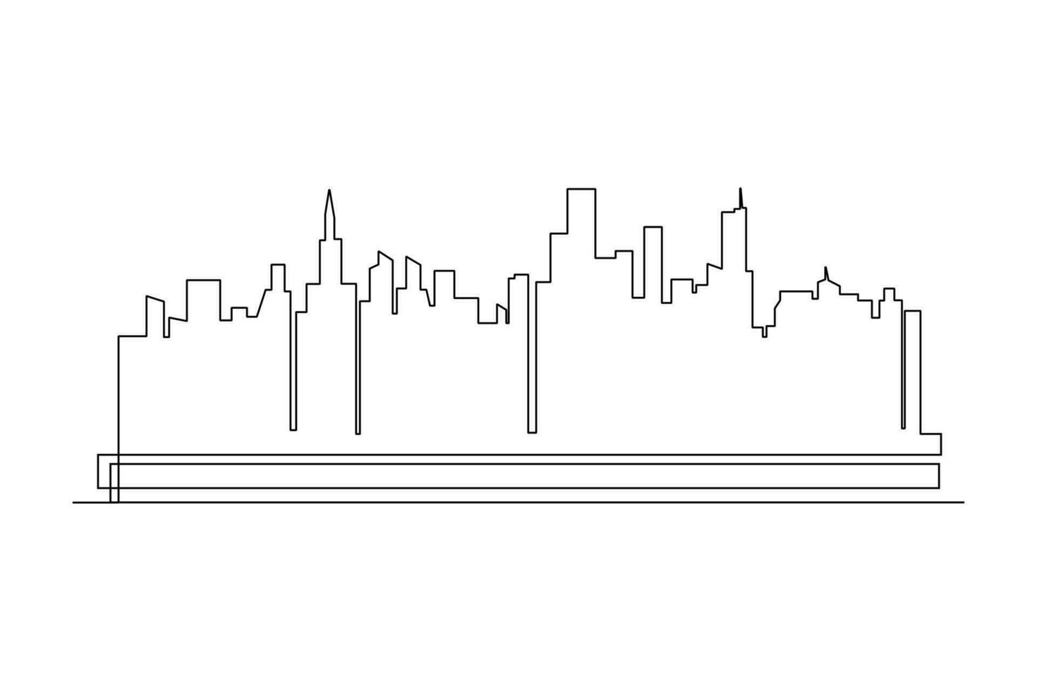 Continuous one line drawing modern building displays for living room. Interior concept. Single line draw design vector graphic illustration.
