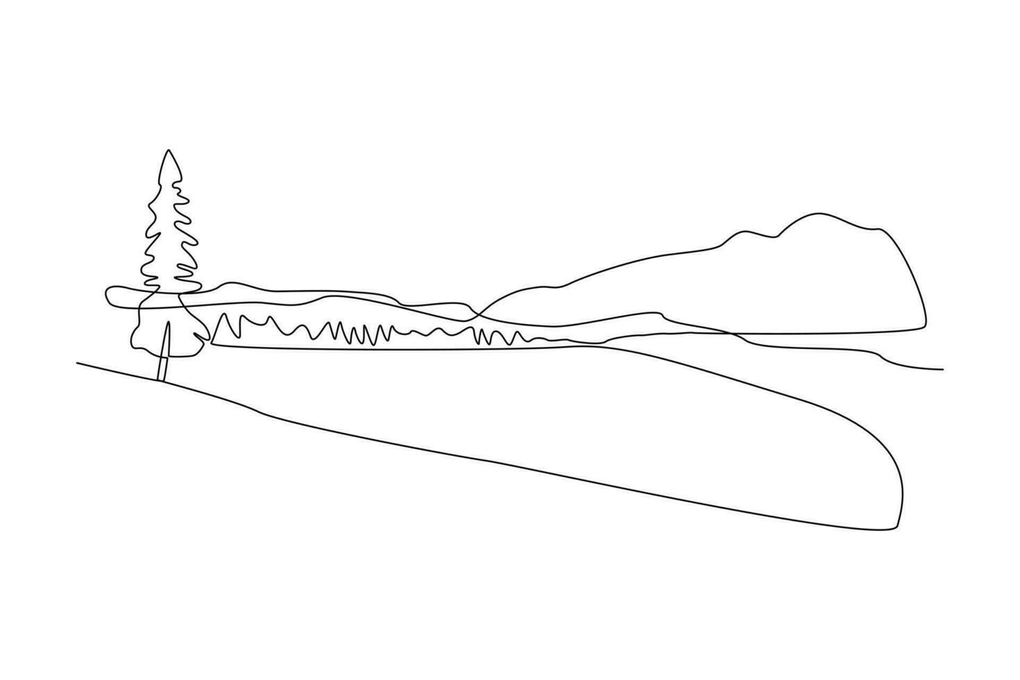Single one line drawing Forest concept. Continuous line draw design graphic vector illustration.