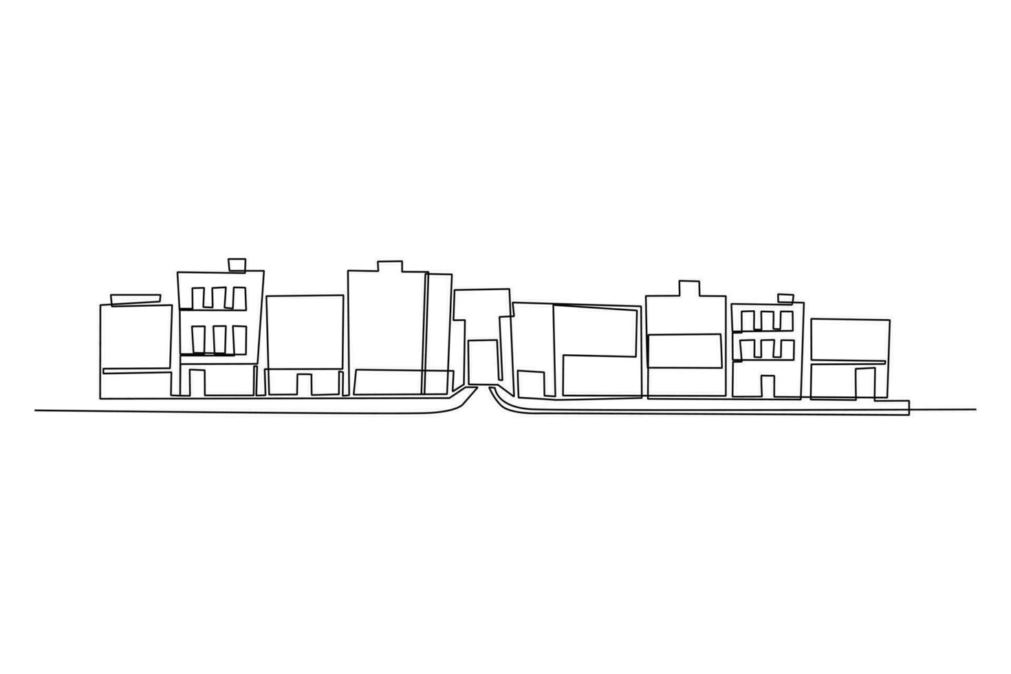 Single one line drawing Modern City Skyline. City concept. Continuous line draw design graphic vector illustration.