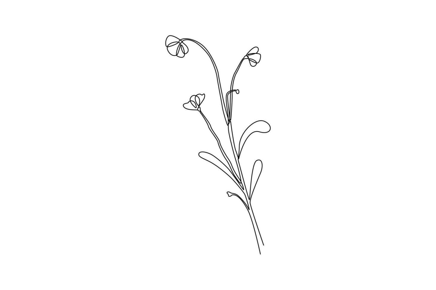 Continuous one line drawing potted plants and flowers for the interior. Interior concept. Single line draw design vector graphic illustration.