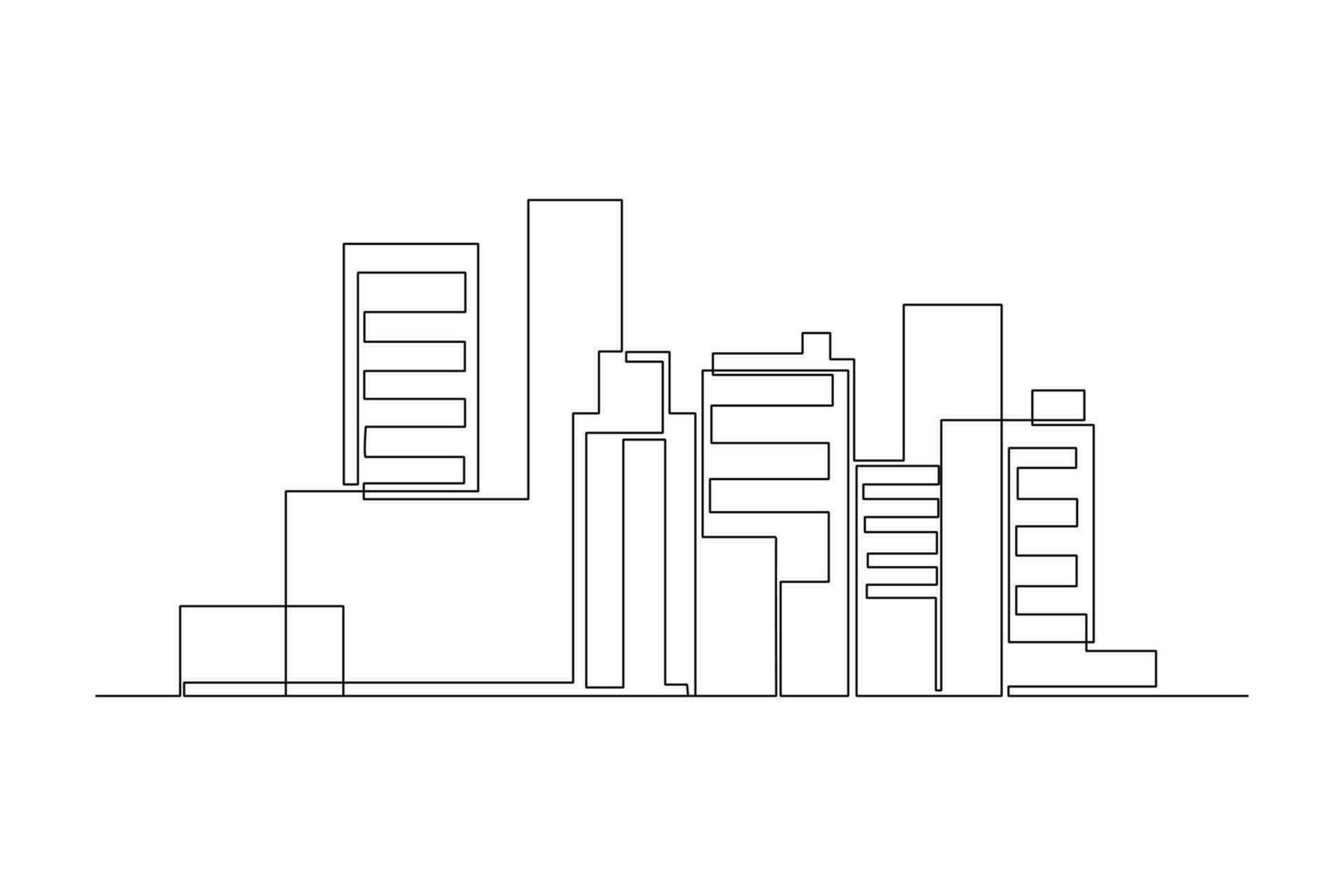 Single one line drawing Modern City Skyline. City concept. Continuous line draw design graphic vector illustration.