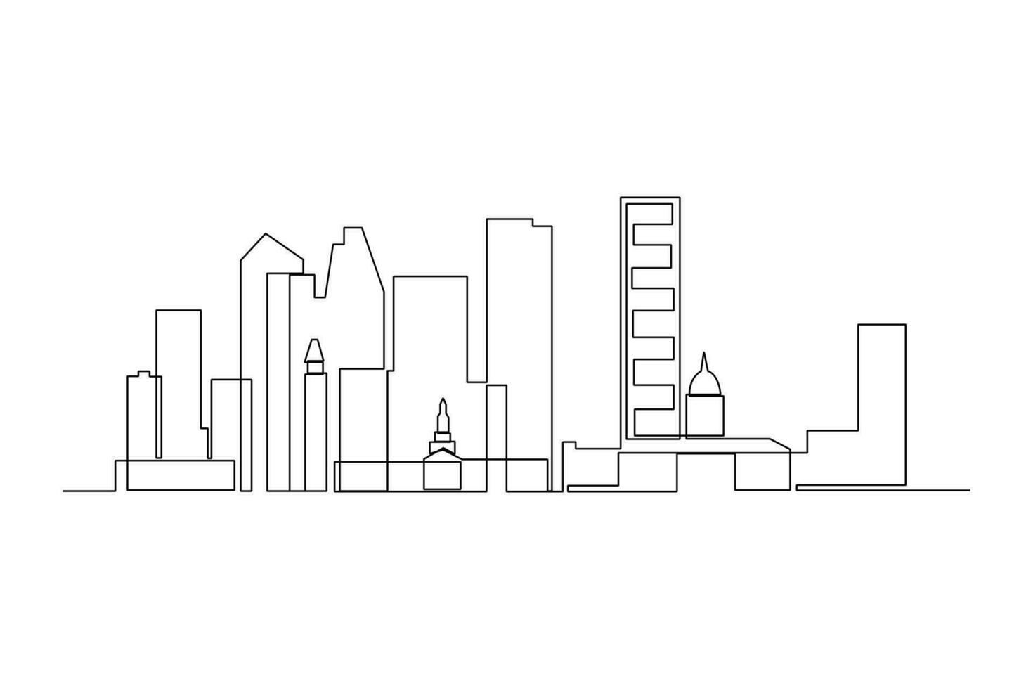Continuous one line drawing modern building displays for living room. Interior concept. Single line draw design vector graphic illustration.