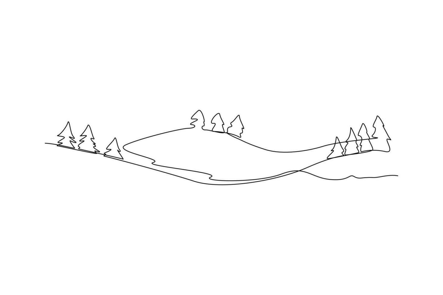 Single one line drawing Forest concept. Continuous line draw design graphic vector illustration.