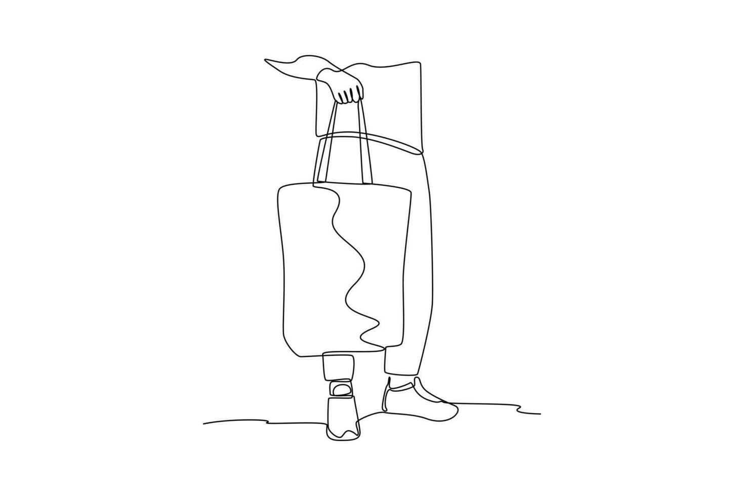 Single one line drawing Shopping bags and baskets concept. Continuous line draw design graphic vector illustration.