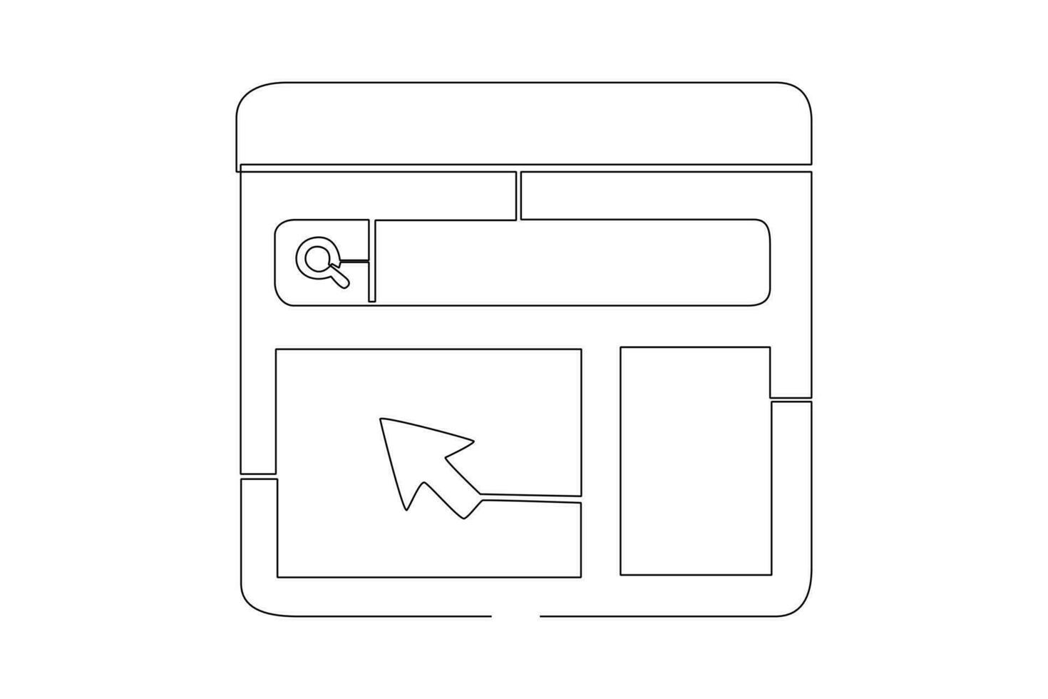 Continuous one line drawing Search web concept. Single line draw design vector graphic illustration.