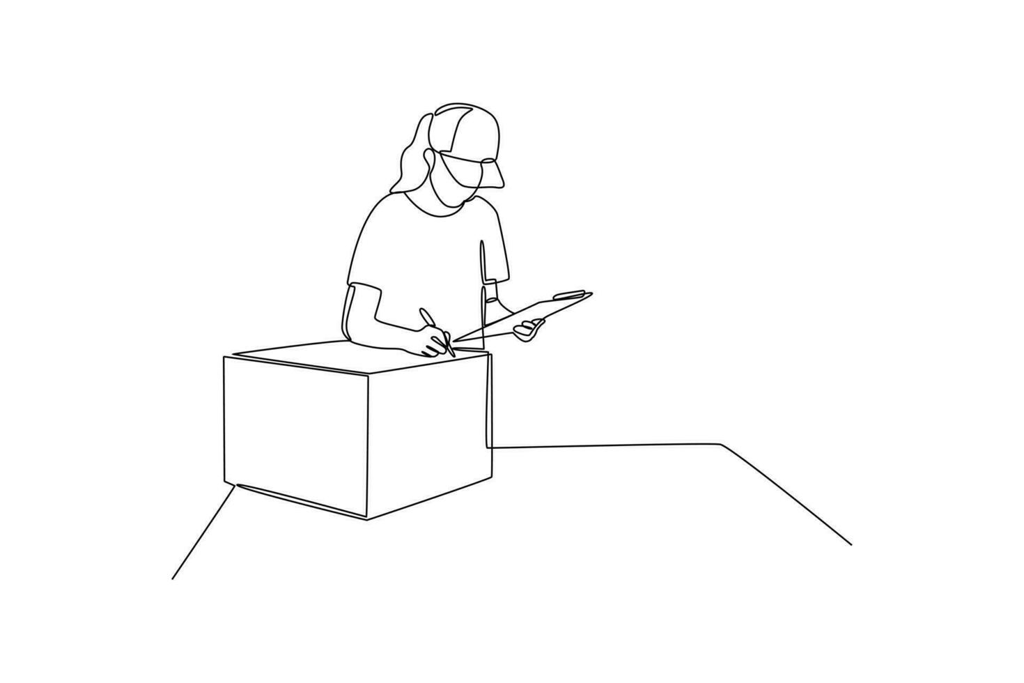 Continuous one line drawing distribution and logistic concept. Single line draw design vector graphic illustration.