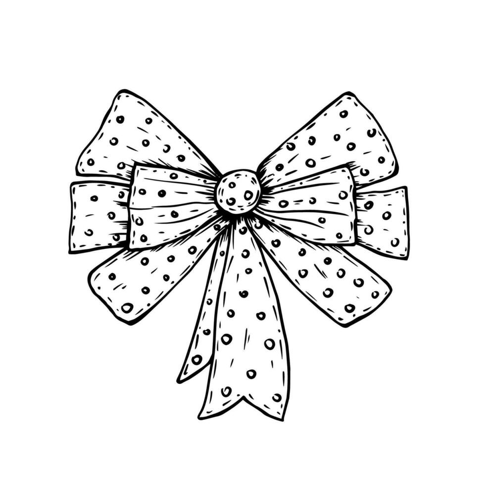 Hand drawn doodle polka dot bow vector