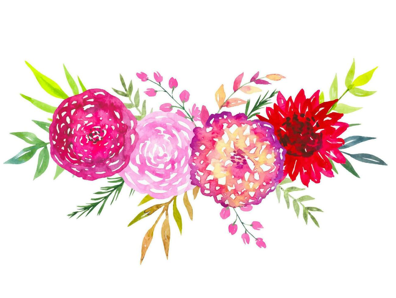 Flower watercolor arrangement of bright flowers 25420071 Vector Art at
