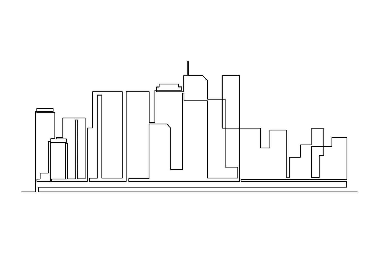 Continuous one line drawing modern building displays for living room. Interior concept. Single line draw design vector graphic illustration.