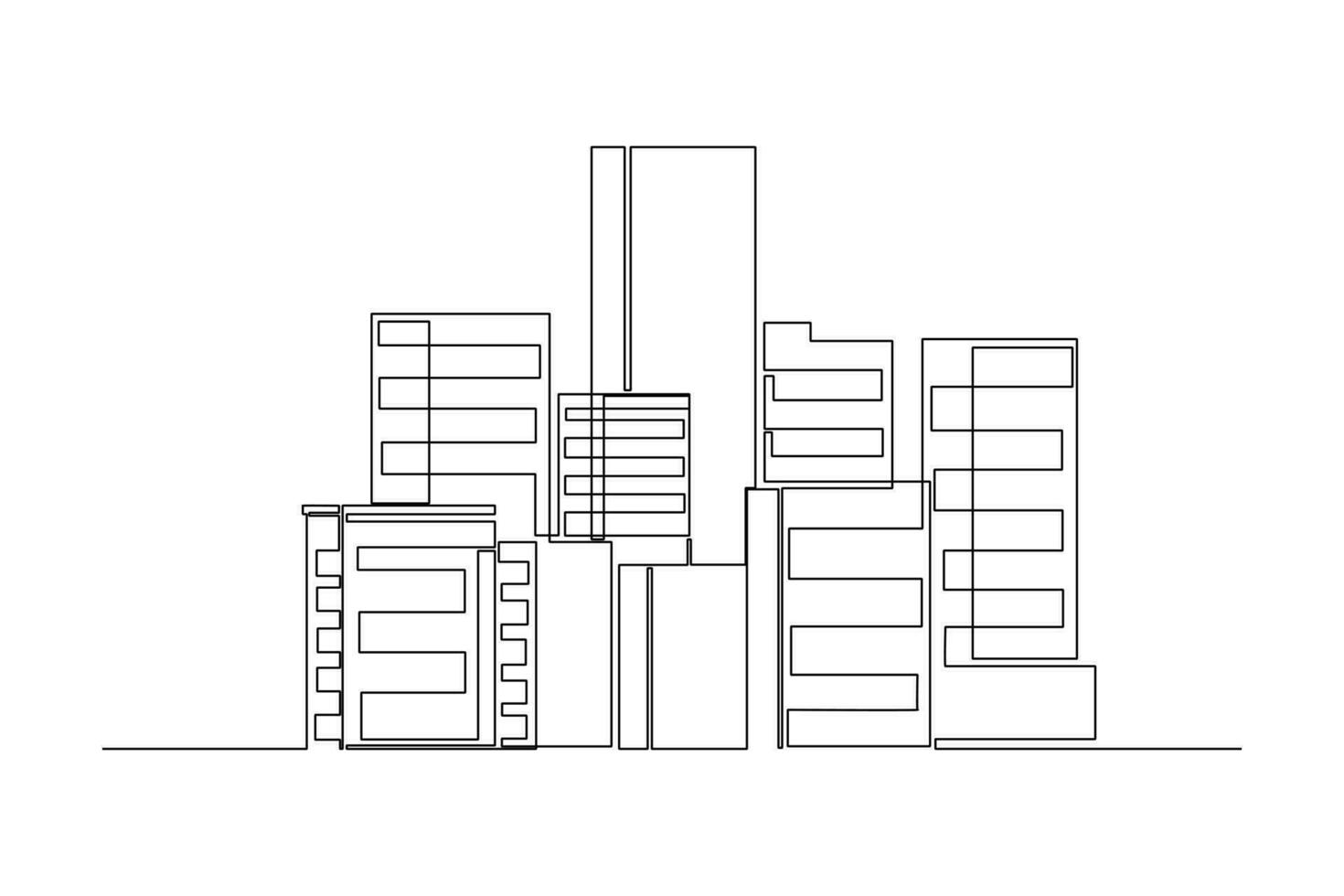 Continuous one line drawing modern building displays for living room. Interior concept. Single line draw design vector graphic illustration.
