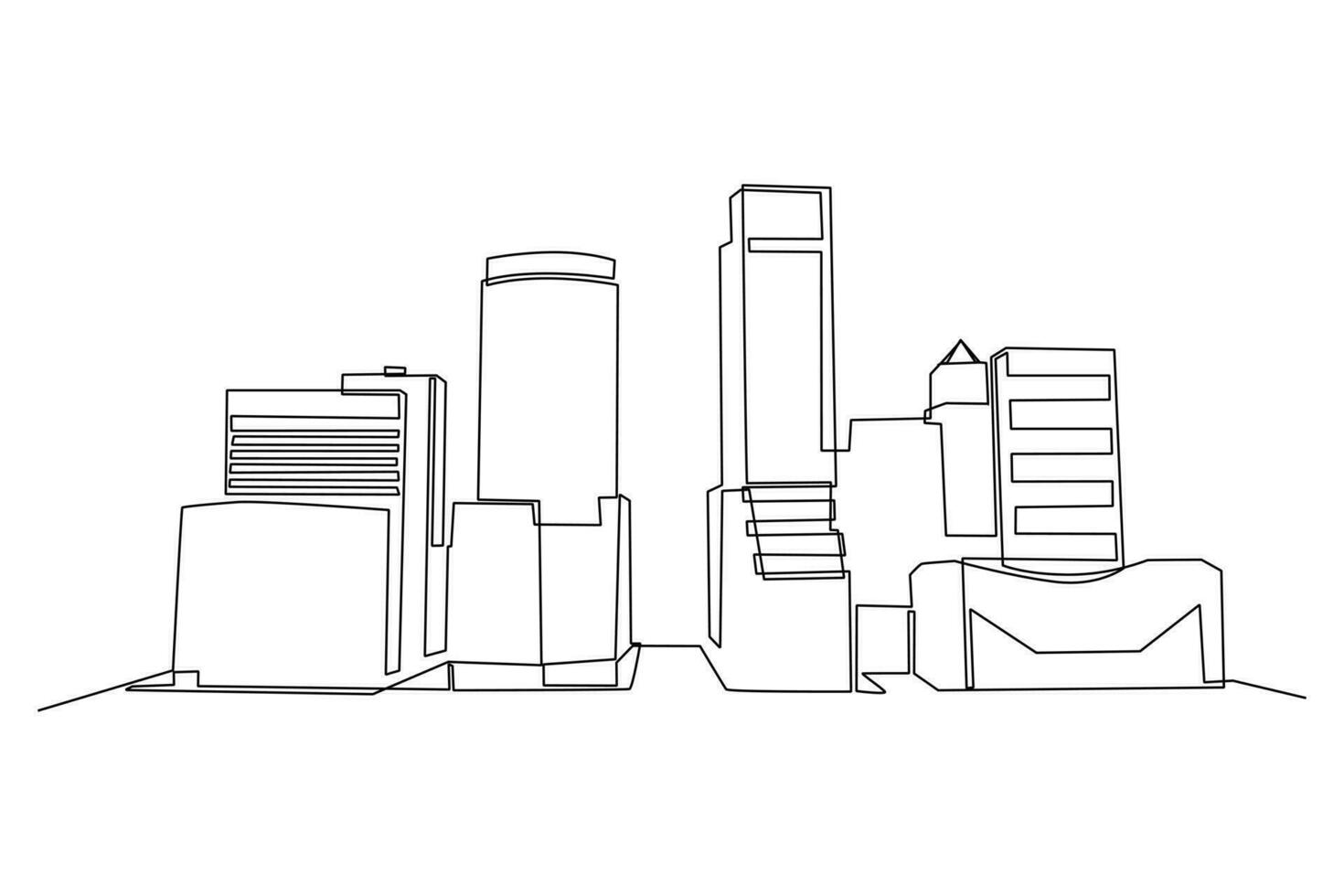 Single one line drawing Modern City Skyline. City concept. Continuous line draw design graphic vector illustration.