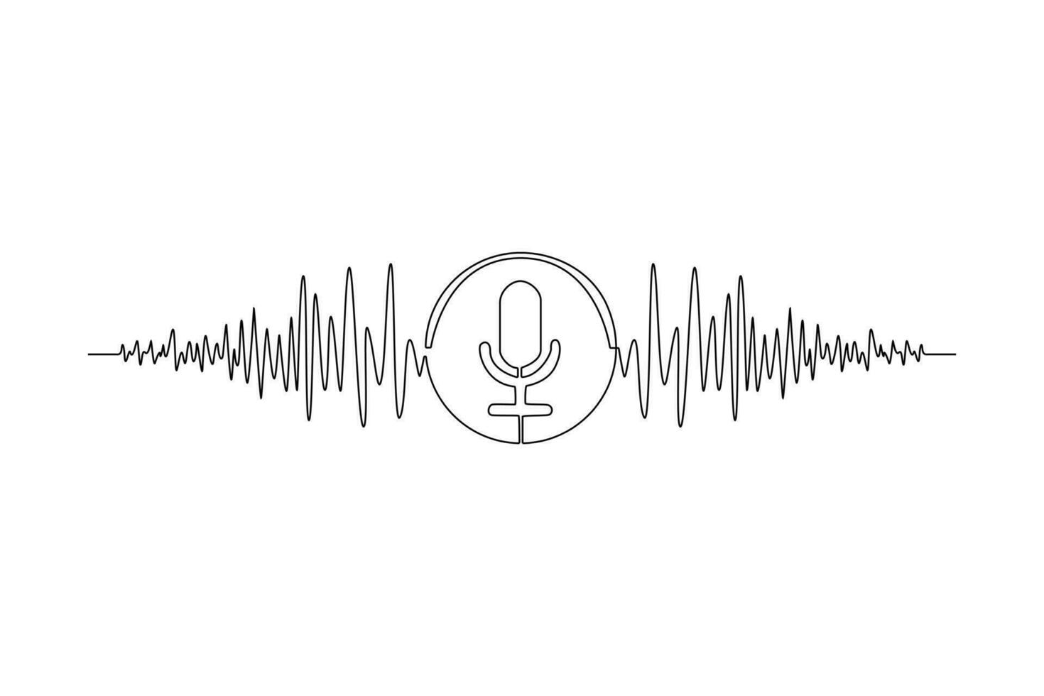 Single one line drawing Speech recognition device concept. Voiceover. Continuous line draw design graphic vector illustration.