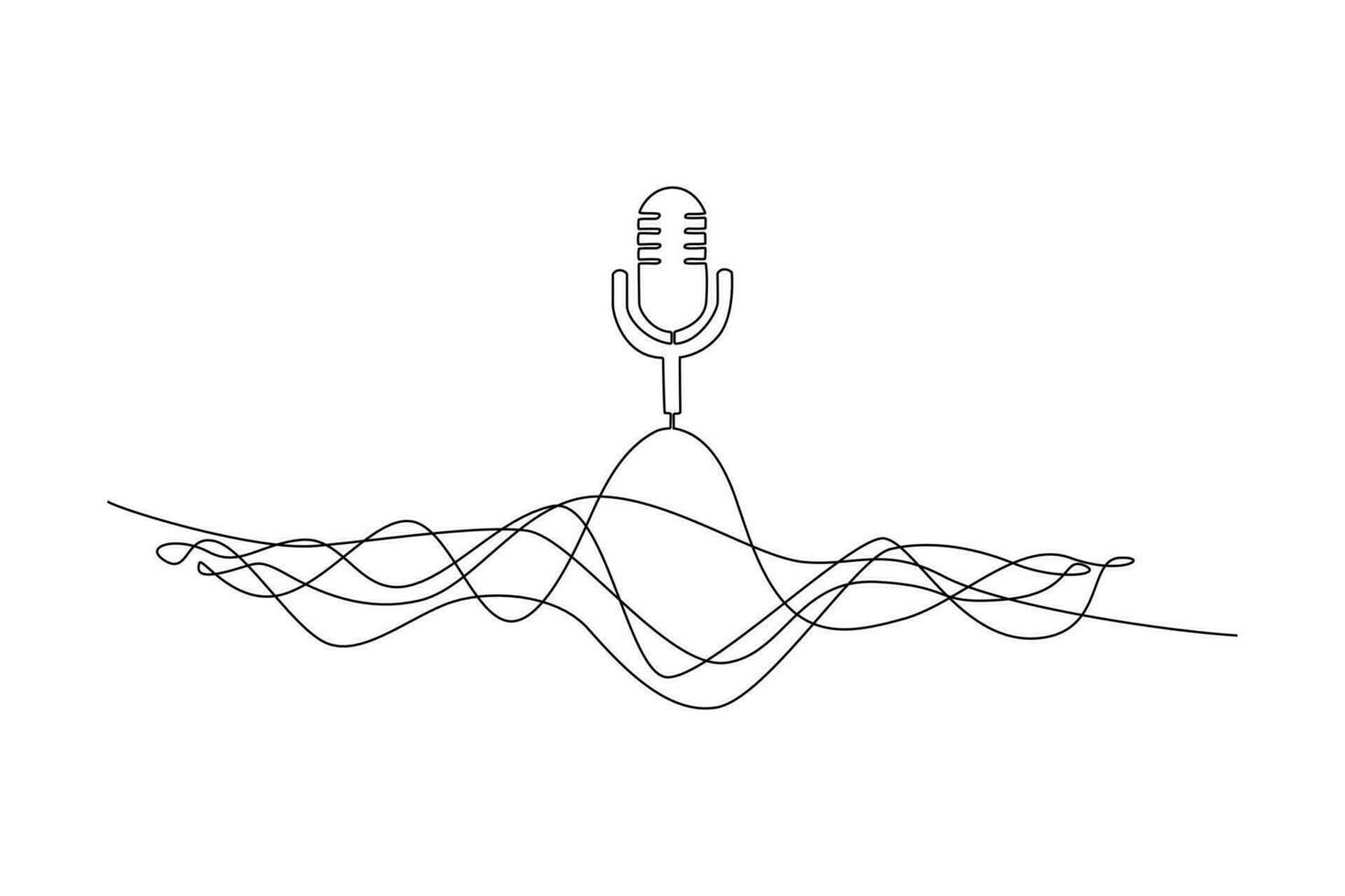 Single one line drawing Speech recognition device concept. Voiceover. Continuous line draw design graphic vector illustration.