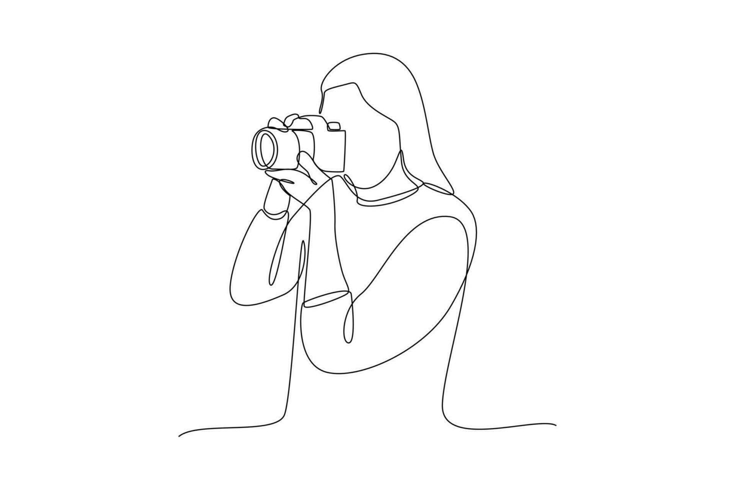 Single one line drawing  Photographer with camera. World photography day concept. Continuous line draw design graphic vector illustration.