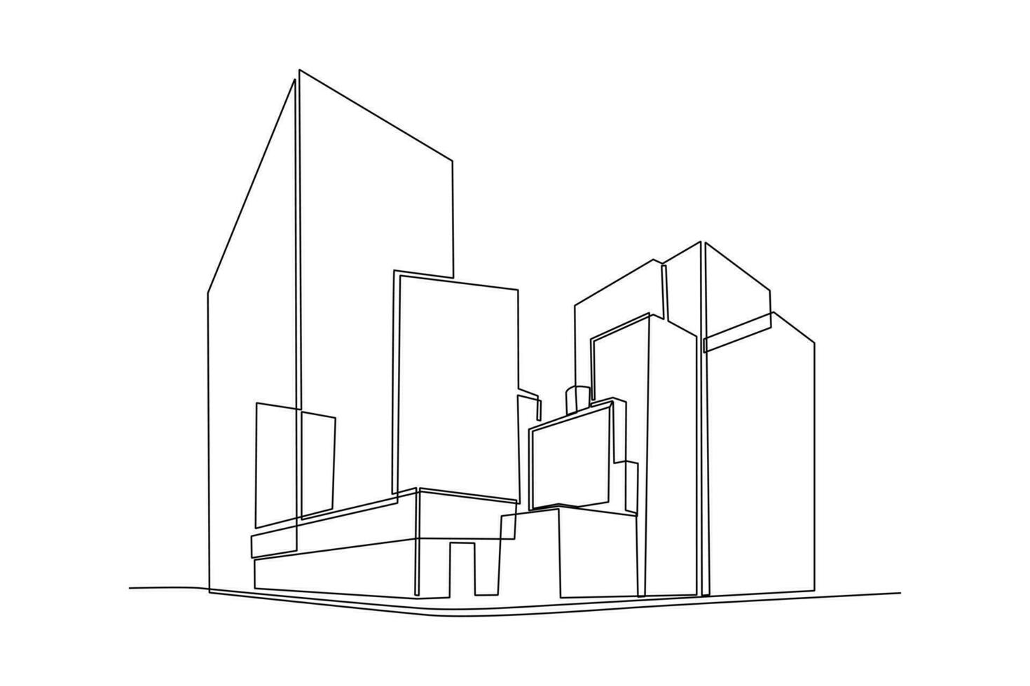 Single one line drawing Modern City Skyline. City concept. Continuous line draw design graphic vector illustration.