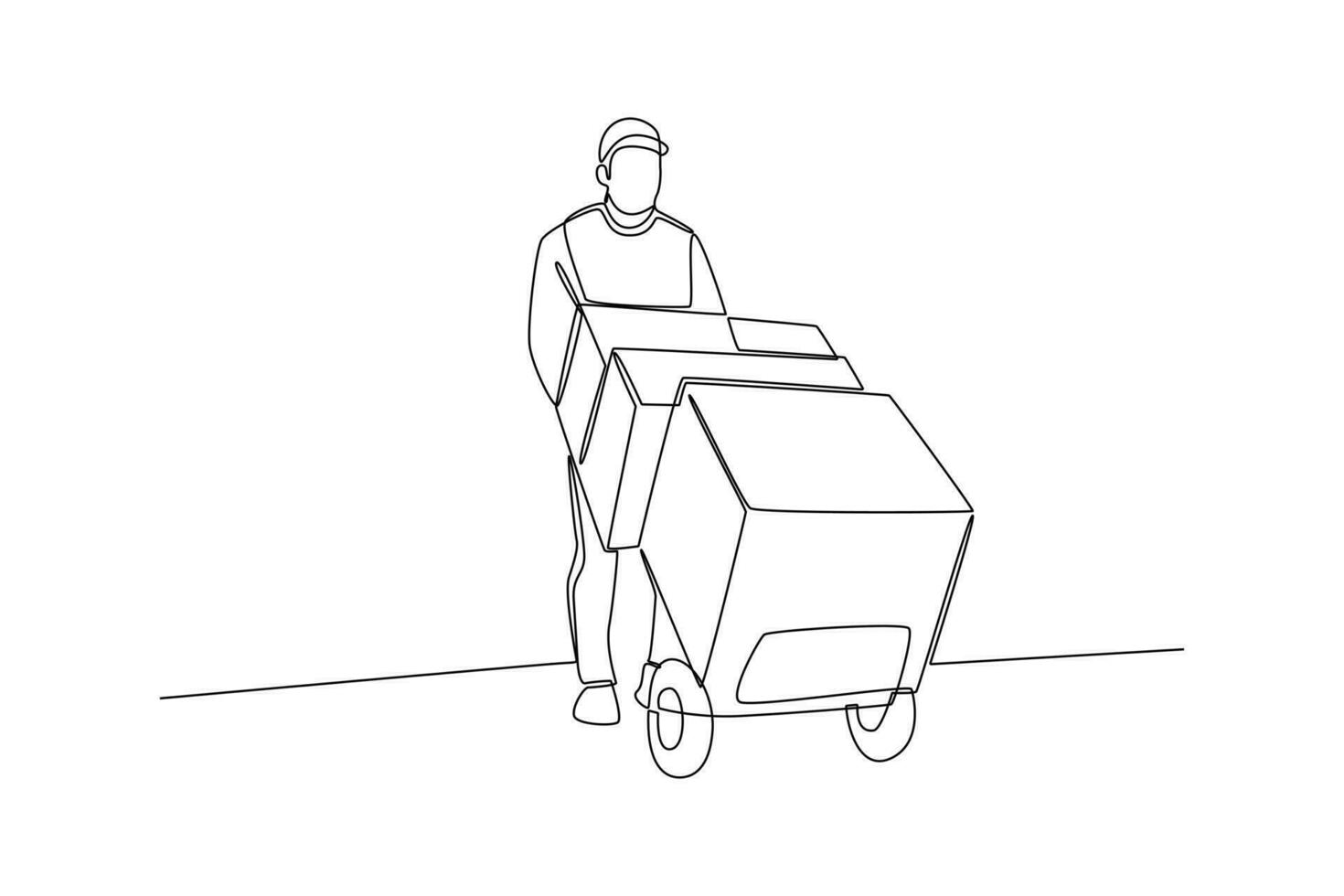 Continuous one line drawing distribution and logistic concept. Single line draw design vector graphic illustration.
