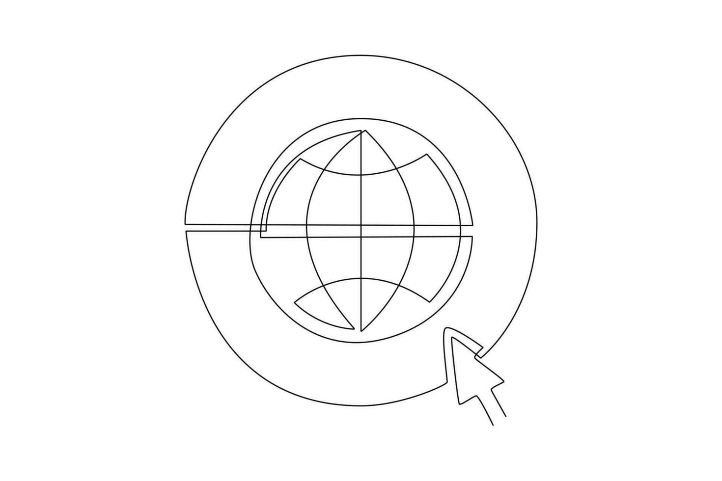 Continuous one line drawing Search web concept. Single line draw design vector graphic illustration.