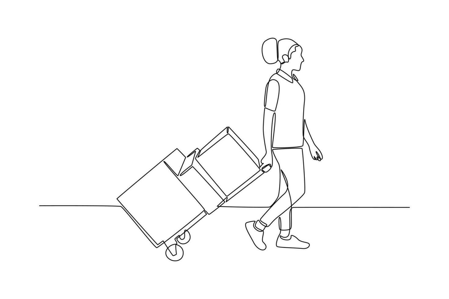 Continuous one line drawing distribution and logistic concept. Single line draw design vector graphic illustration.