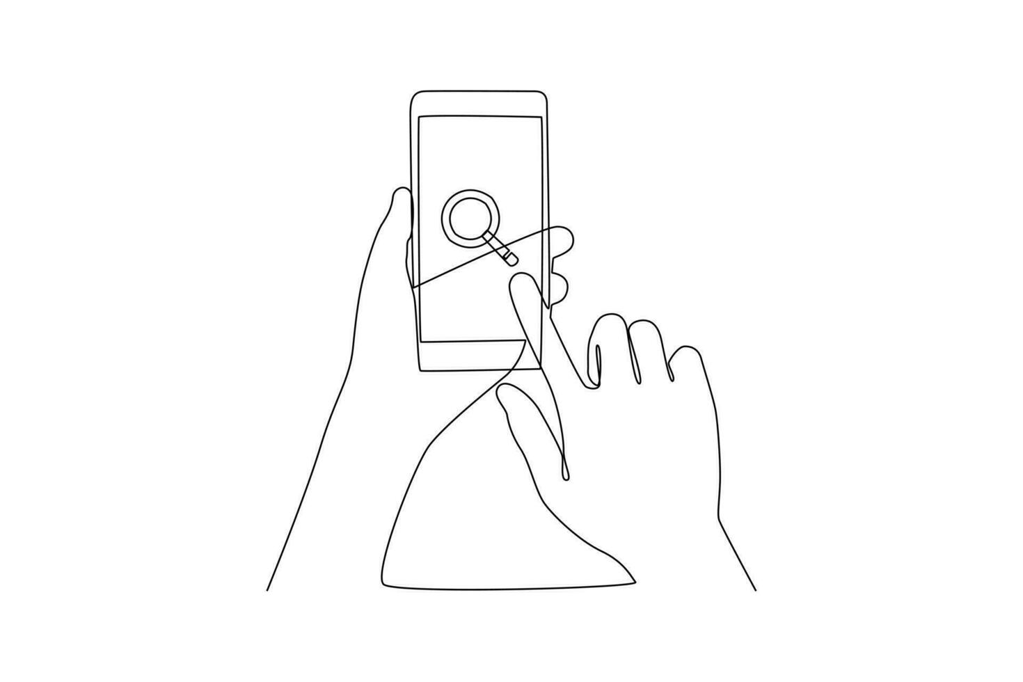 Continuous one line drawing Search web concept. Single line draw design vector graphic illustration.