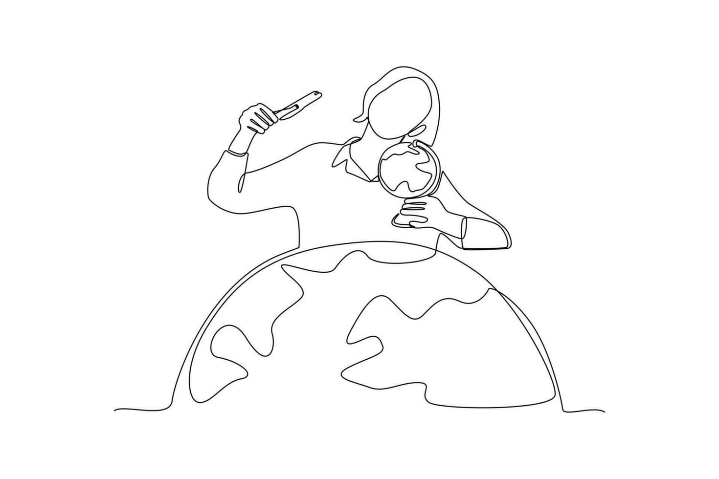 Single one line drawing World tourism day concept. Continuous line draw design graphic vector illustration.