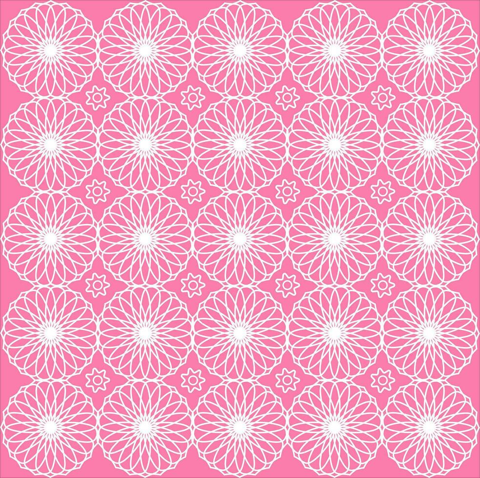 Pattern with white flowers on pink background vector