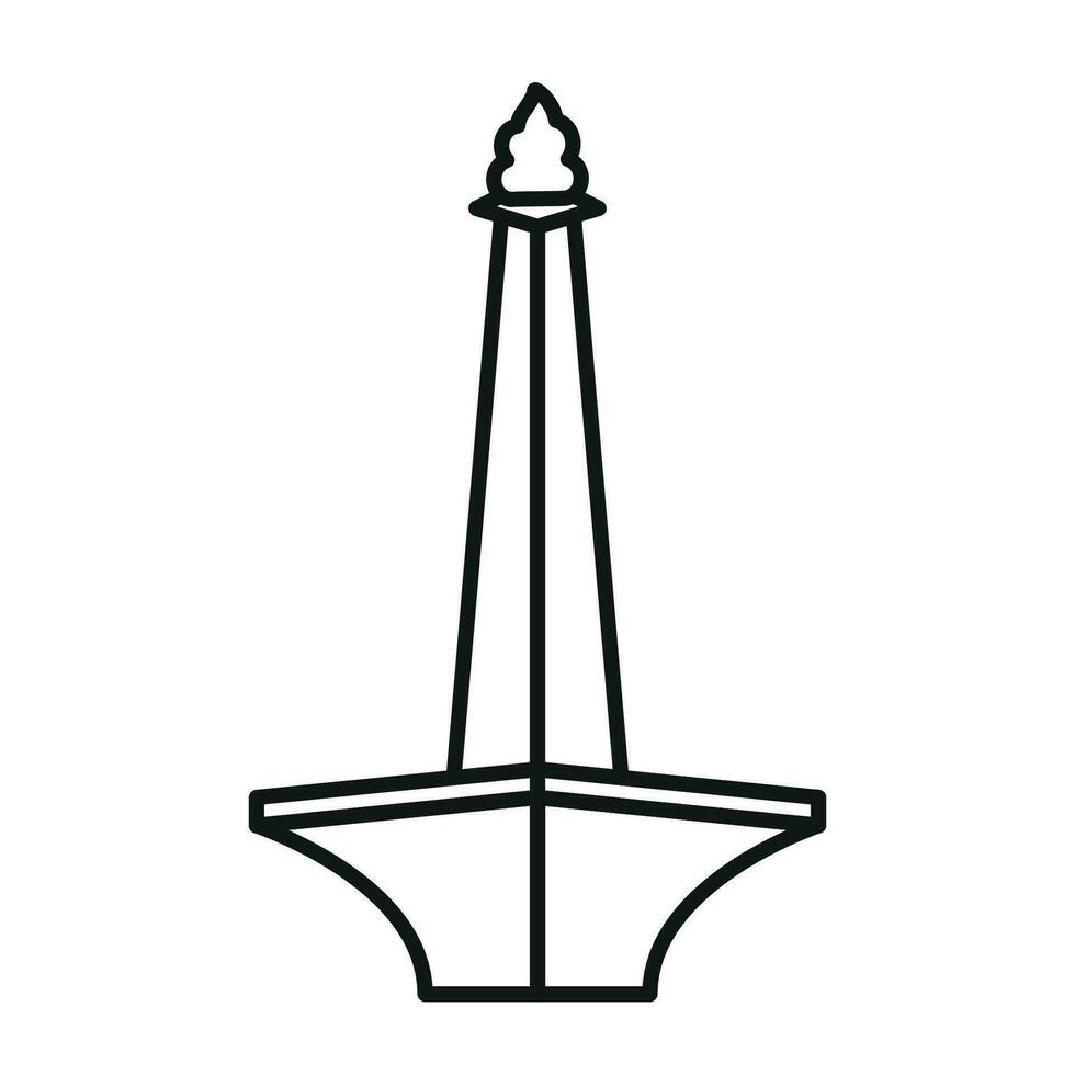 negro línea monas monumen nasal Indonesia punto de referencia icono clipart vector