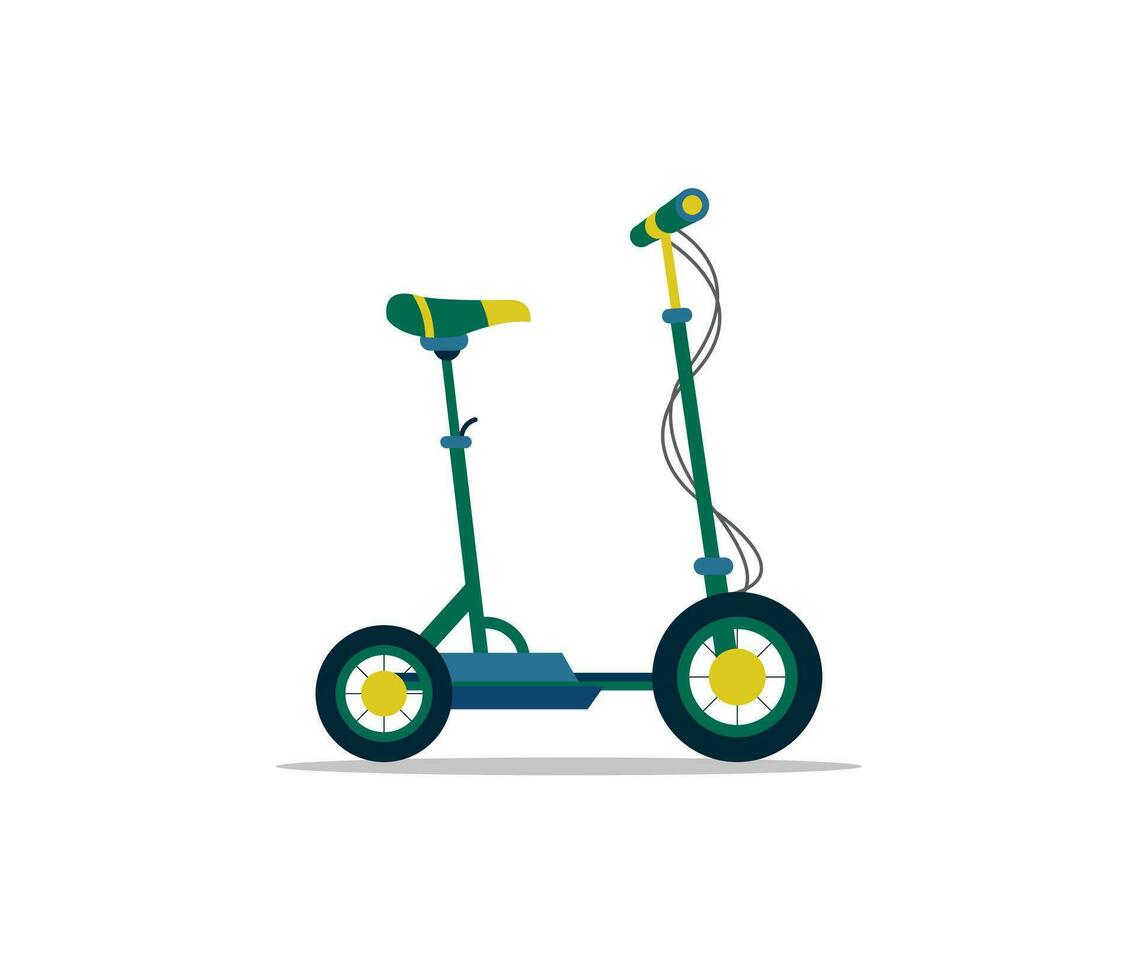 scooter vector ilustración diseño. Deportes a campo traviesa de dos ruedas transporte de varios tipos vistoso motorizado scooter. vector plano estilo dibujos animados ilustración 3d, lado posterior vista.