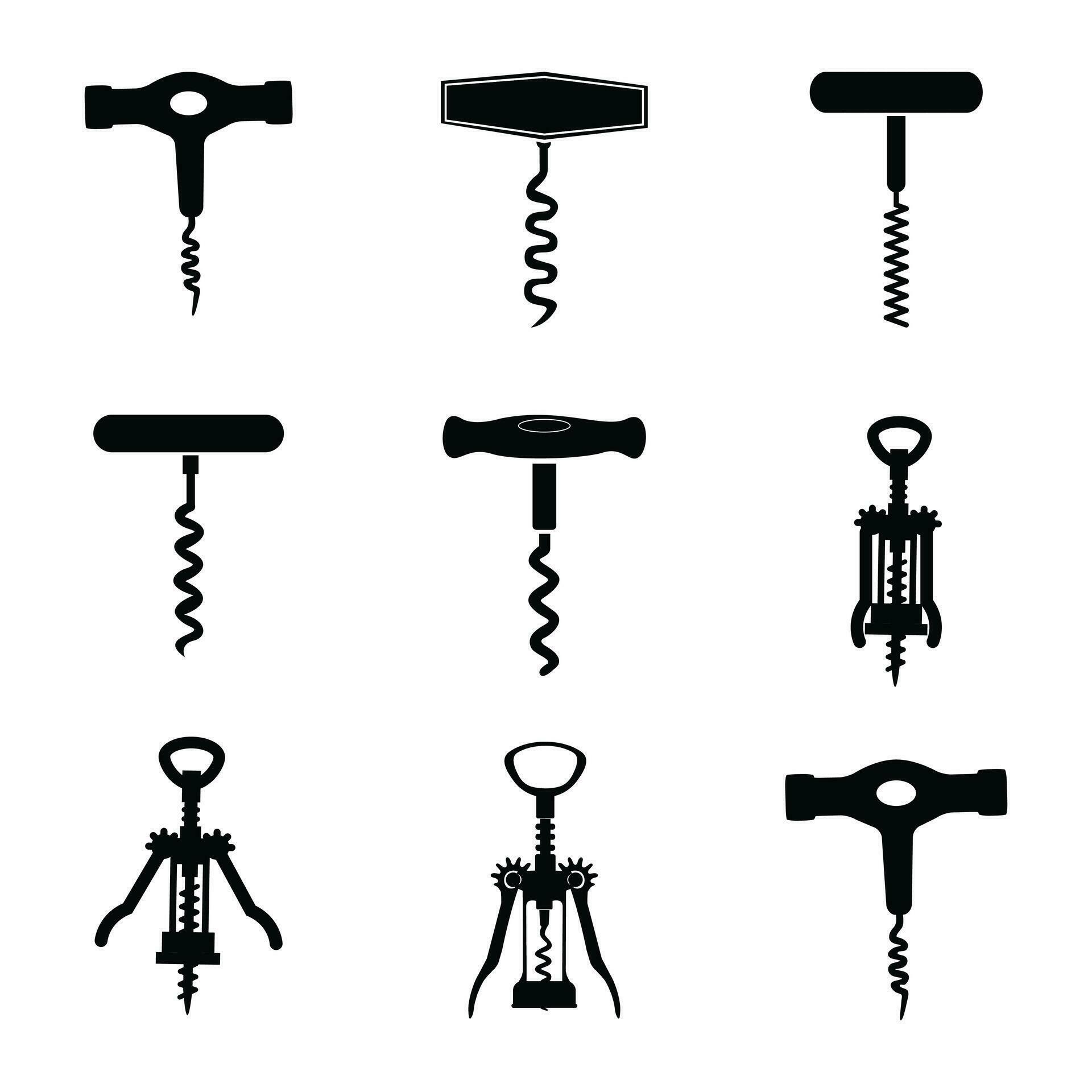Vector Illustration Of Corkscrew Set, Vector illustration. Vintage