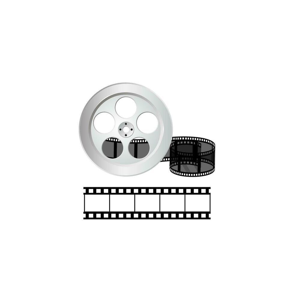 Black And White Cinema Movie Entertainment Clip Art Icon, Film Studio Building Interior Vector Flat Illustration. Premium Vector Set With White Background.