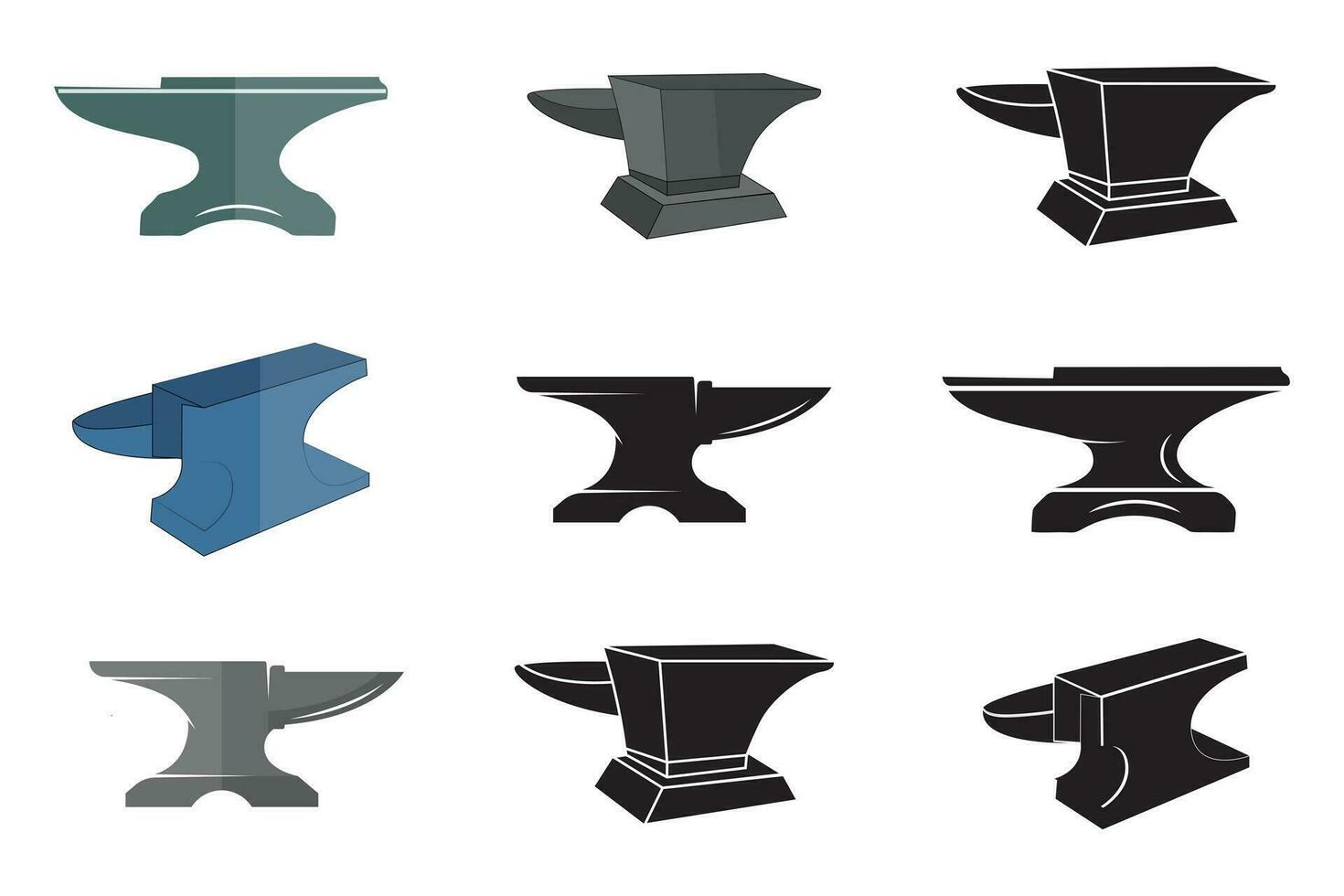 Set Of Anvil Illustration Vector Collection. Sign Silhouette Anvil for blacksmith. Anvil Vector Free Download And Design Concept.