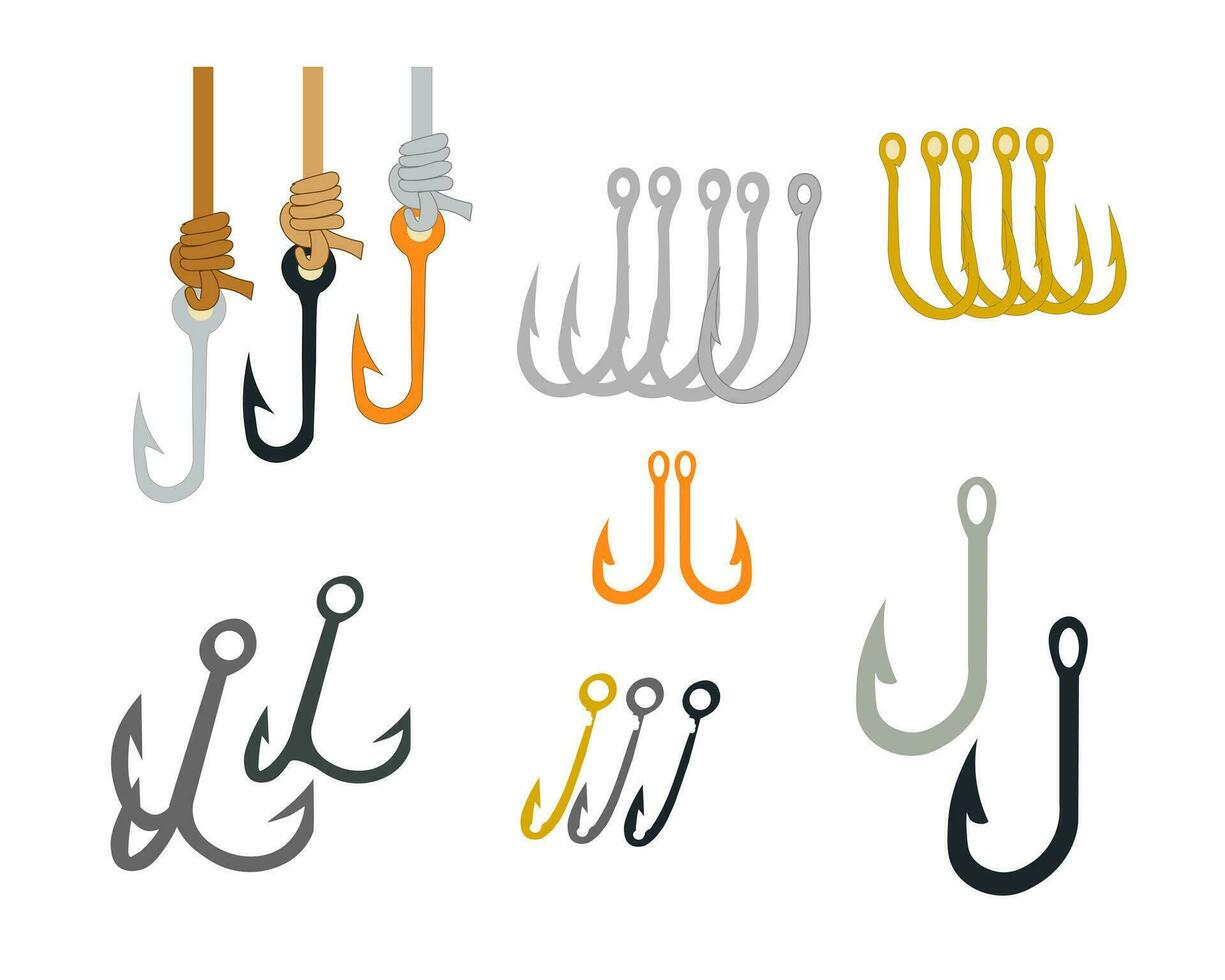 Best Vector Fishing Hooks For Hanging Lures Illustration Collections.  isolate on white background. Hook 2D Style Vintage Style Colorful Clip Art  Isolated On White Background. 25420732 Vector Art at Vecteezy