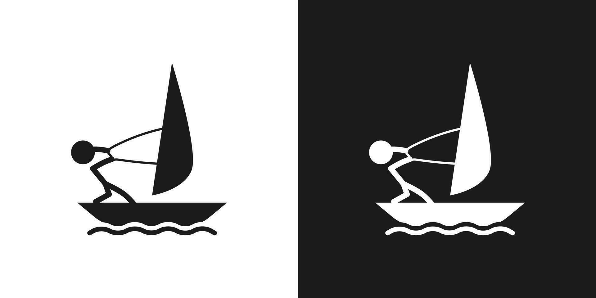 Sailing icon pictogram vector design. Stick figure man on the sail vector icon sign symbol pictogram
