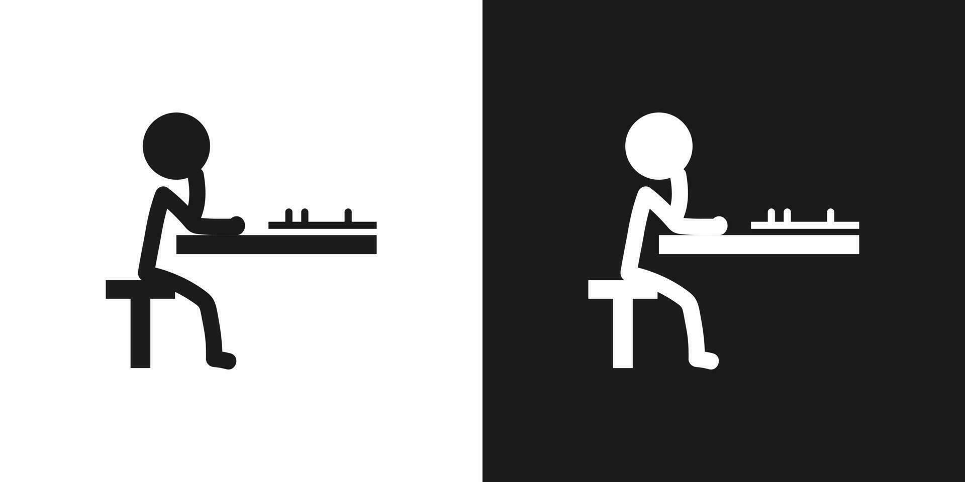 Playing chess icon pictogram vector design. Stick figure man chess player vector icon sign symbol pictogram