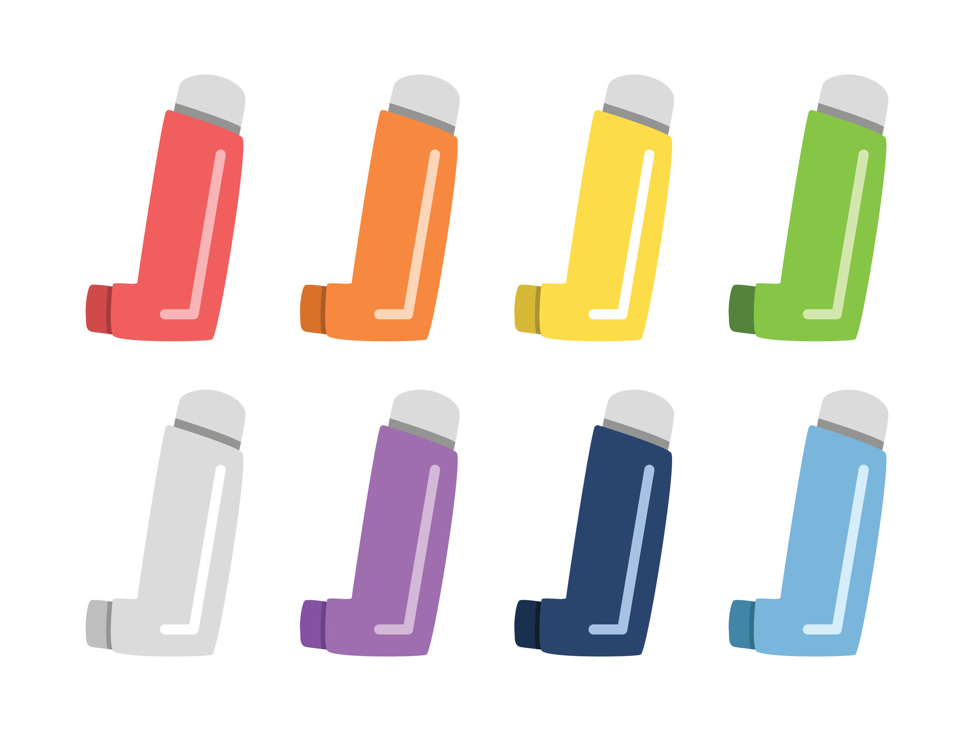 Asthma inhaler clipart cartoon style. Multicolor medical allergy asthma