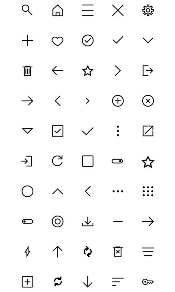 User Interface Related Vector Line Icon Simple Set. Contains Icon search, check, delete, love. Editable stroke. 48 pixel