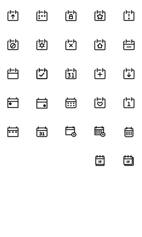 Calendar Related Vector Line Icons Simple Set. Editable Stroke