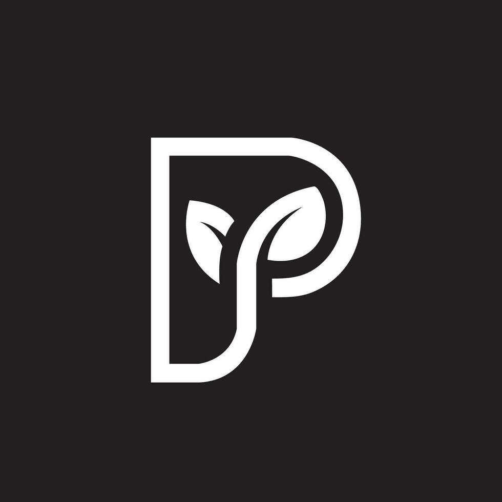 Letter P with leaf logo design vector