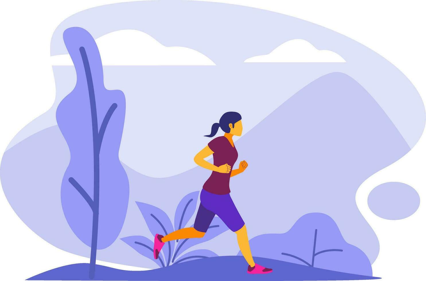 Man Jogging Flat Vector Illustration