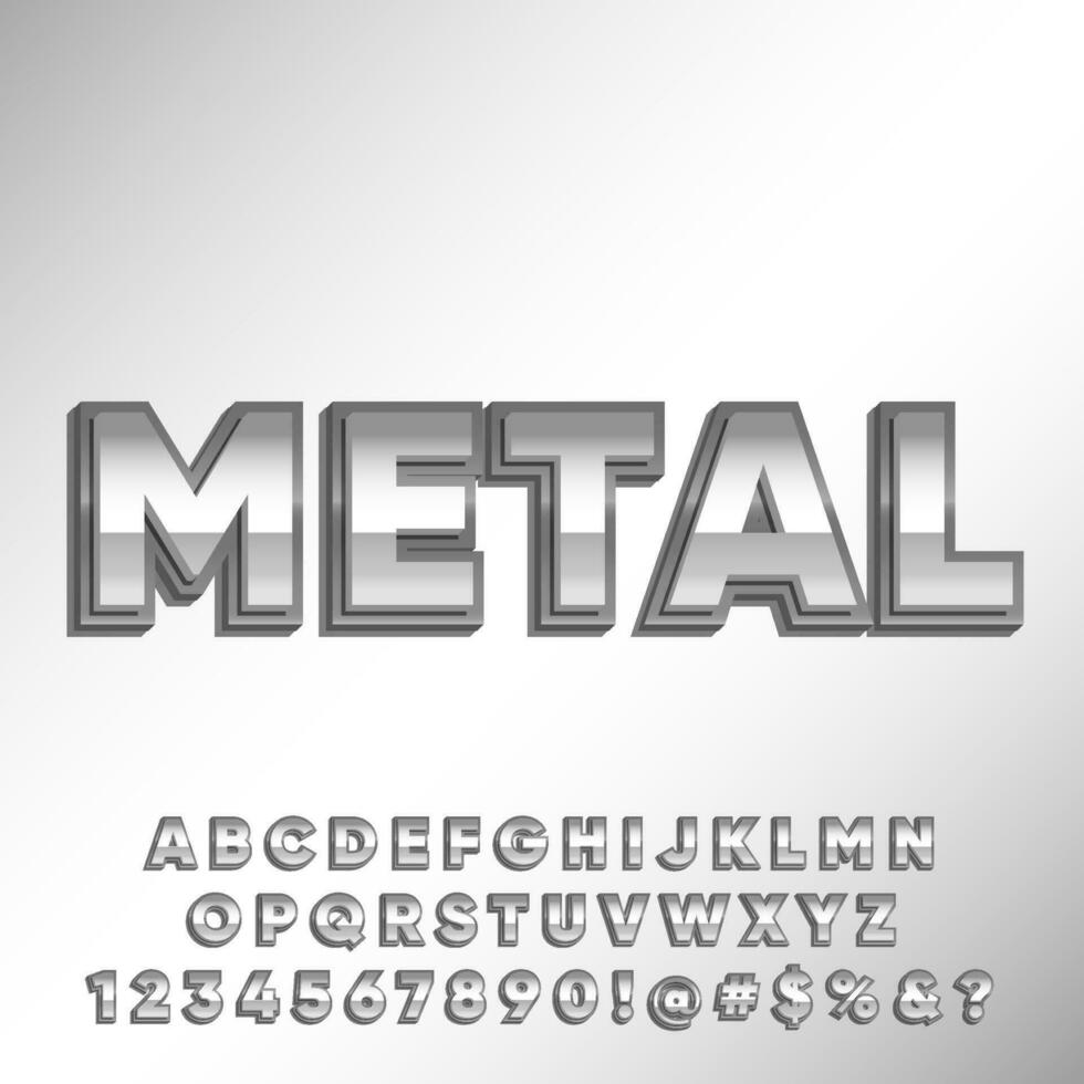 Metallic chrome and iron shining font effect collection set vector