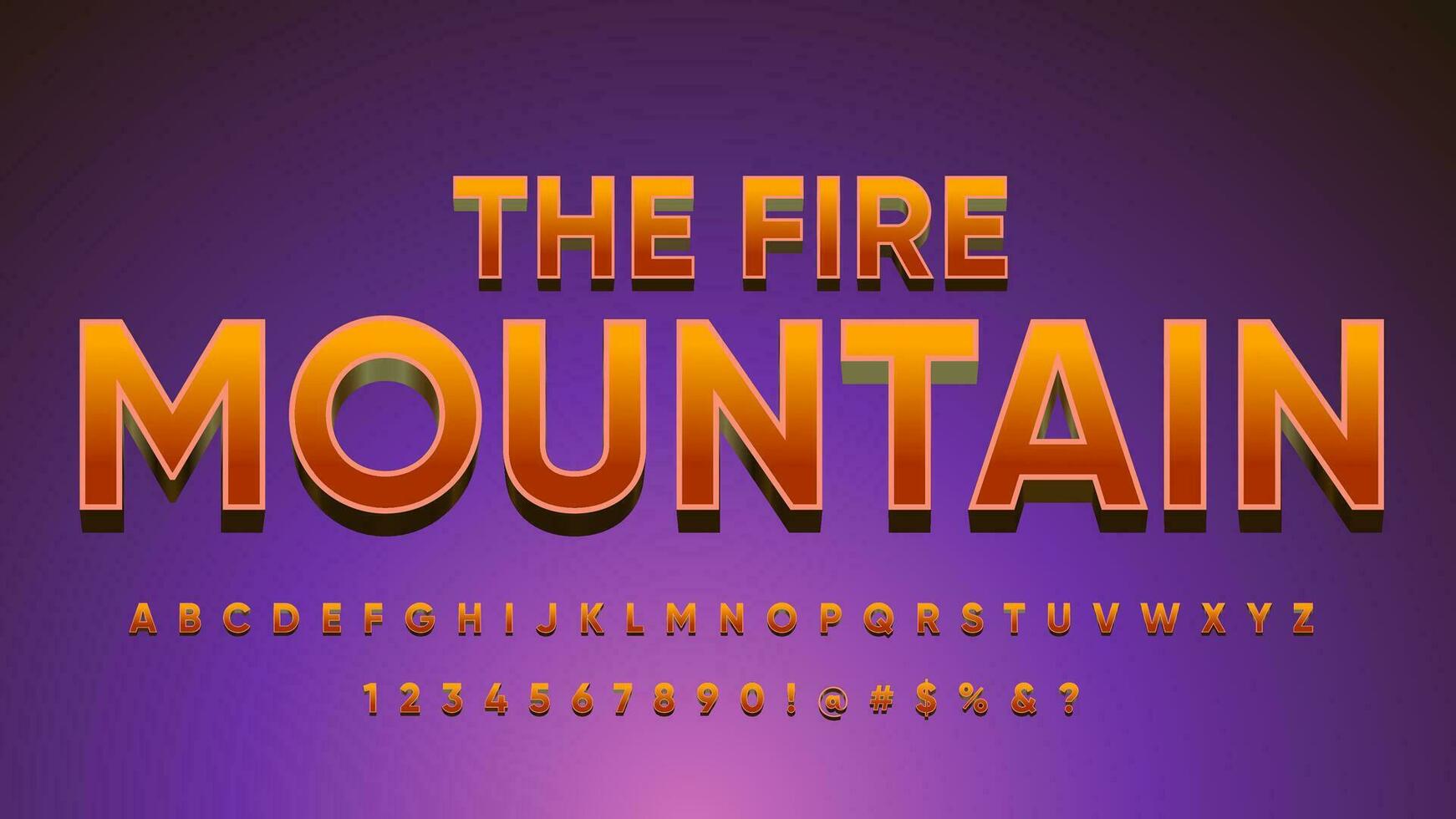 Fire Mountain Gradient Game and Movie Title Alphabet Character Collection Set vector