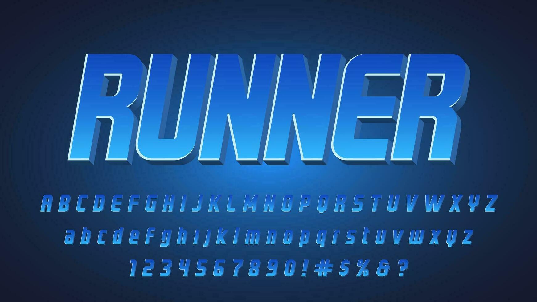 3D Blue Runner Alphabet Collection Set vector