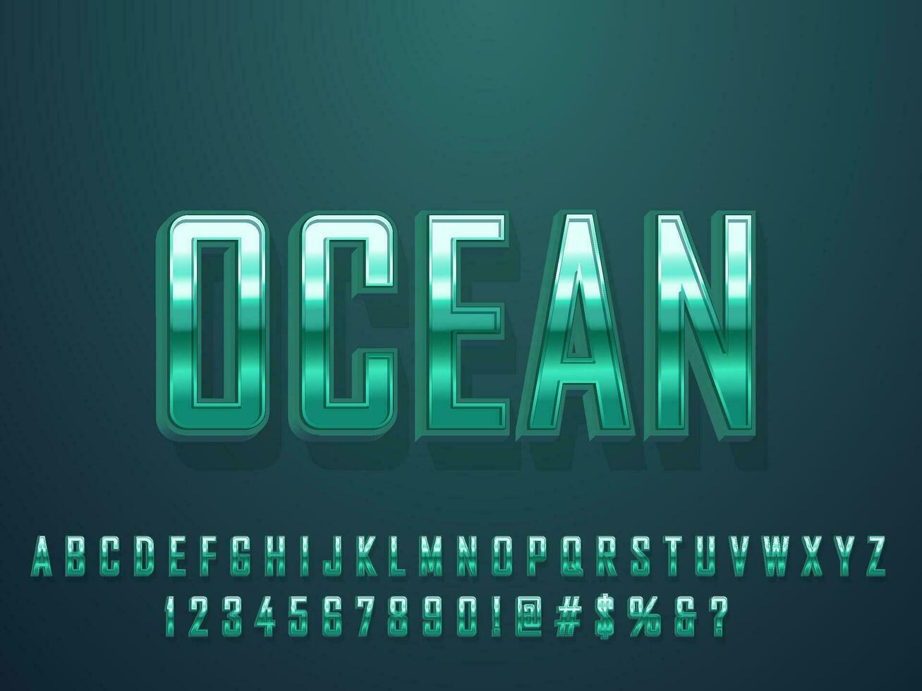 Green chrome metallic shining in the deep ocean text effect vector
