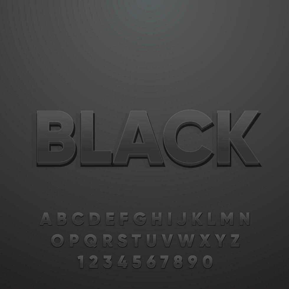 Black clean minimalist simple realistic 3D with shadow text effect vector